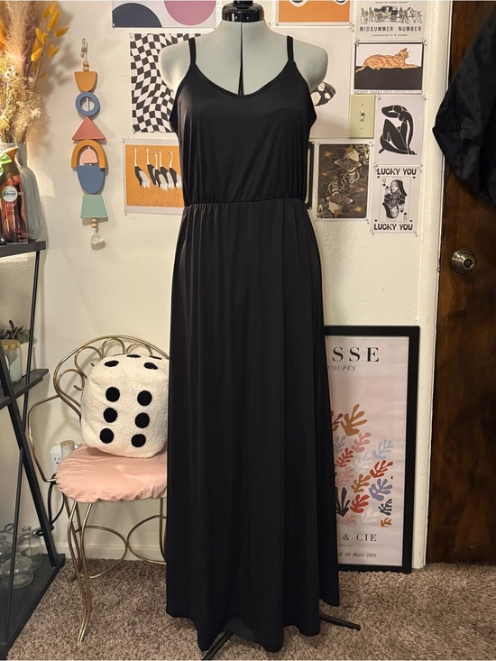 None Dresses & Skirts - Vintage Black Maxi Dress 90s Minimalist Medium